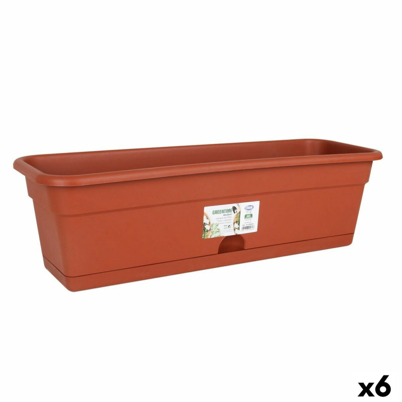 Jardinera con Plato Dem Greentime Rectangular Marrón 40 x 20 x 17,3 c