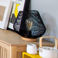 Lámpara de mesa Atmosphera Jena Negro Metal 40 W (Ø 28 x 26 cm)