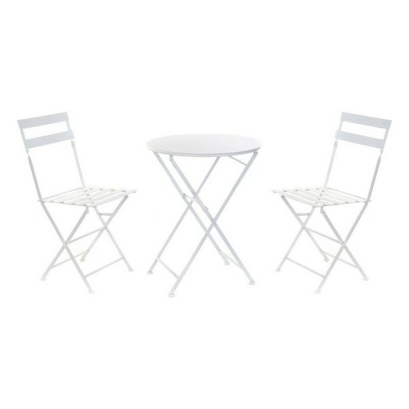 Conjunto de Mesa con 2 Sillas DKD Home Decor Blanco 80 cm 60 x 60 x 70 Conjunto de Mesa con 2 Sillas DKD Home Decor Blanco 80 cm 60 x 60 x 70