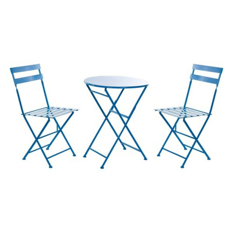 Conjunto de Mesa con 2 Sillas DKD Home Decor MB-166634 Azul 80 cm 60 x Conjunto de Mesa con 2 Sillas DKD Home Decor MB-166634 Azul 80 cm 60 x
