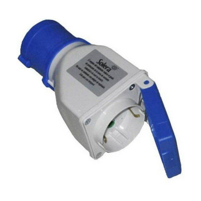 Adaptador Solera 904012 Con Tapa CETAC Schuko Azul Gris 16 A Adaptador Solera 904012 Con Tapa CETAC Schuko Azul Gris 16 A
