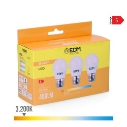 Pack de 3 bombillas LED EDM G 5 W E27 Ø 4,5 x 8 cm (3200 K)