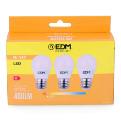 Pack de 3 bombillas LED EDM G 5 W E27 Ø 4,5 x 8 cm (3200 K)