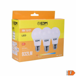Pack de 3 bombillas LED EDM F 10 W E27 810 Lm Ø 6 x 10,8 cm (3200 K)