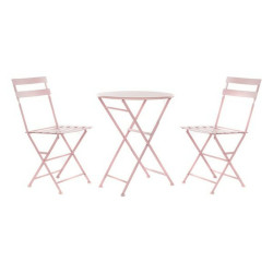Conjunto de Mesa con 2 Sillas DKD Home Decor MB-177410 Rosa 60 x 60 x