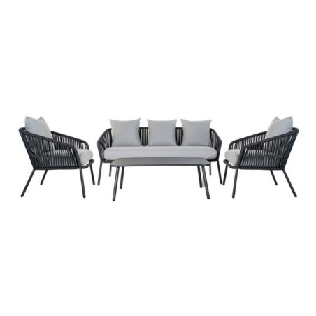 Conjunto de Sofá y Mesa DKD Home Decor MB-179039 Gris Jardín Poliés