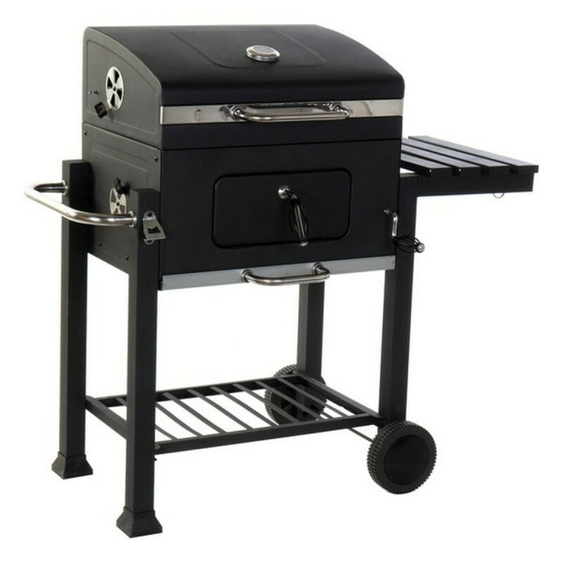 Barbacoa de Carbón con Tapa y Ruedas DKD Home Decor Negro Metal Acero