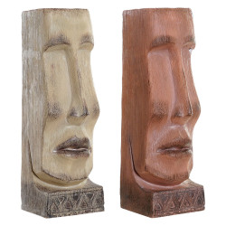 Macetero DKD Home Decor 16 x 17 x 49 cm Cara Beige Terracota Resina (2