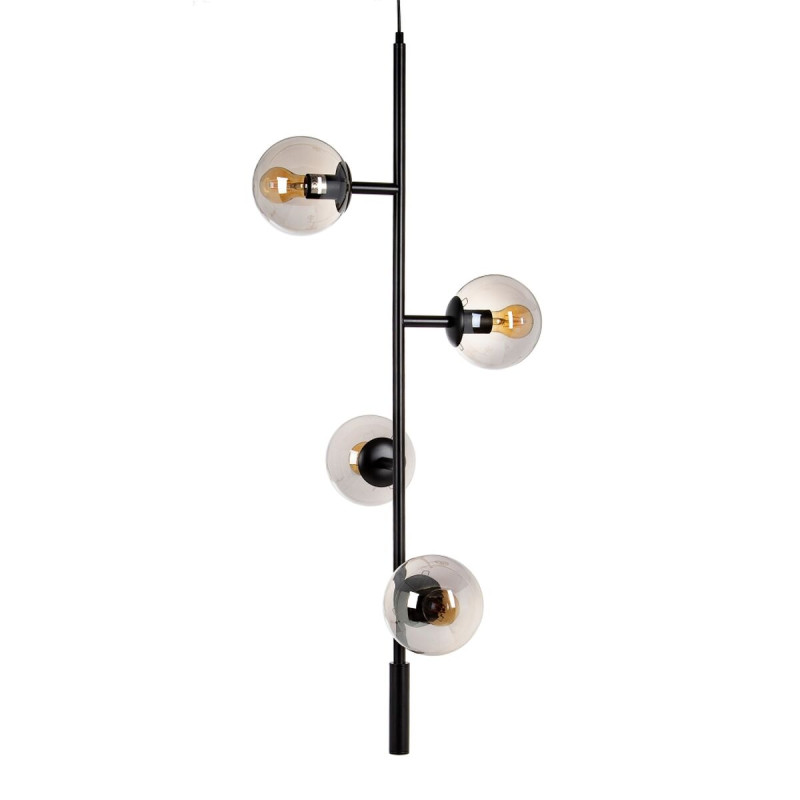 Lámpara de Techo 40 x 40 x 234 cm Cristal Negro Metal Ø 15 cm Modern Lámpara de Techo 40 x 40 x 234 cm Cristal Negro Metal Ø 15 cm Modern