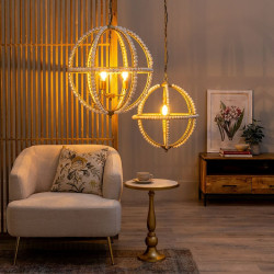 Lámpara de Techo 54 x 54 x 54 cm Metal Madera Blanco
