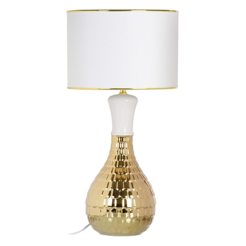 Lámpara de mesa Blanco Dorado Lino Cerámica 60 W 220 V 240 V 220-240 Lámpara de mesa Blanco Dorado Lino Cerámica 60 W 220 V 240 V 220-240