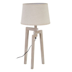 Lámpara de mesa Blanco Lino Madera 60 W 220 V 240 V 220-240 V 30 x 30