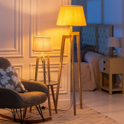 Lámpara de mesa Blanco Lino Madera 60 W 220 V 240 V 220-240 V 30 x 30