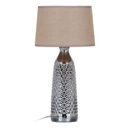 Lámpara de mesa Beige Plateado Arpillera Cerámica 60 W 220 V 240 V 2