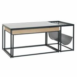 Mesa de Centro DKD Home Decor Negro Multicolor Natural Madera Metal Ba