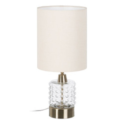 Lámpara de mesa Blanco Dorado Algodón Metal Cristal Latón Hierro 40