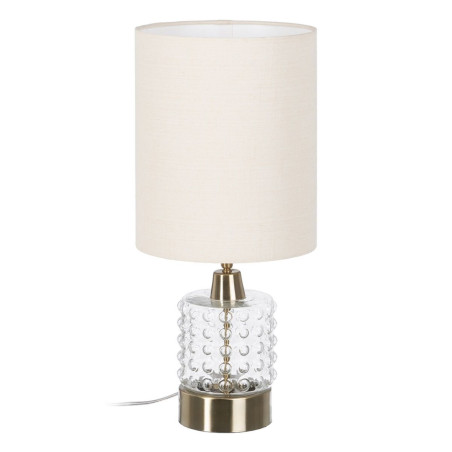 Lámpara de mesa Blanco Dorado Algodón Metal Cristal Latón Hierro 40