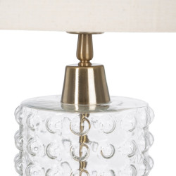 Lámpara de mesa Blanco Dorado Algodón Metal Cristal Latón Hierro 40