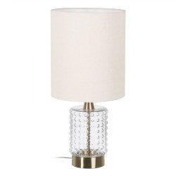 Lámpara de mesa Blanco Dorado Algodón Metal Cristal Latón Hierro 40