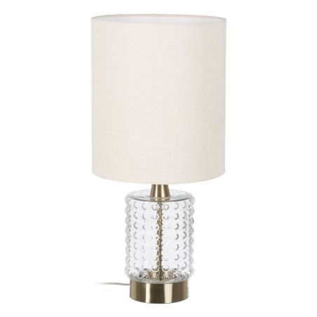 Lámpara de mesa Blanco Dorado Algodón Metal Cristal Latón Hierro 40