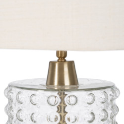 Lámpara de mesa Blanco Dorado Algodón Metal Cristal Latón Hierro 40