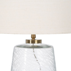 Lámpara de mesa Blanco Dorado Algodón Metal Cristal Latón Hierro 40