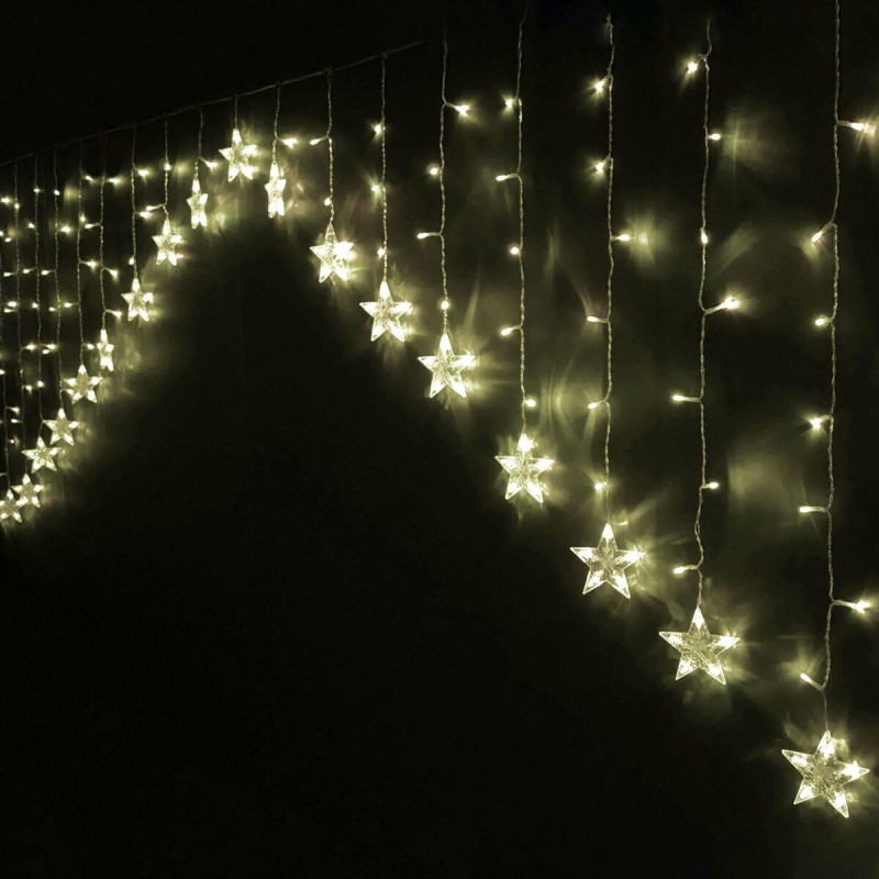 Cortina de Luces LED Luz cálida Estrellas Cortina de Luces LED Luz cálida Estrellas