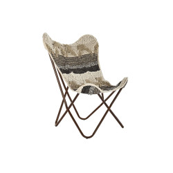 Silla de Jardín DKD Home Decor Negro Marrón Algodón Hierro (74 x 65