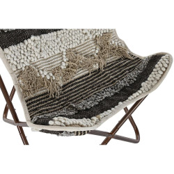 Silla de Jardín DKD Home Decor Negro Marrón Algodón Hierro (74 x 65