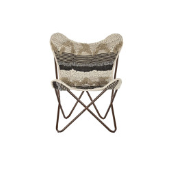 Silla de Jardín DKD Home Decor Negro Marrón Algodón Hierro (74 x 65