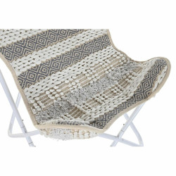 Silla de Jardín DKD Home Decor Gris Algodón Blanco Hierro (74 x 65 x