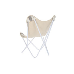 Silla de Jardín DKD Home Decor Gris Algodón Blanco Hierro (74 x 65 x