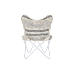 Silla de Jardín DKD Home Decor Gris Algodón Blanco Hierro (74 x 65 x