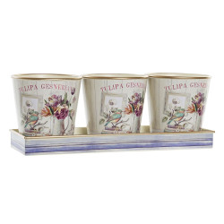 Set de Macetas DKD Home Decor Rosa Dorado PVC Aluminio Shabby Chic 38