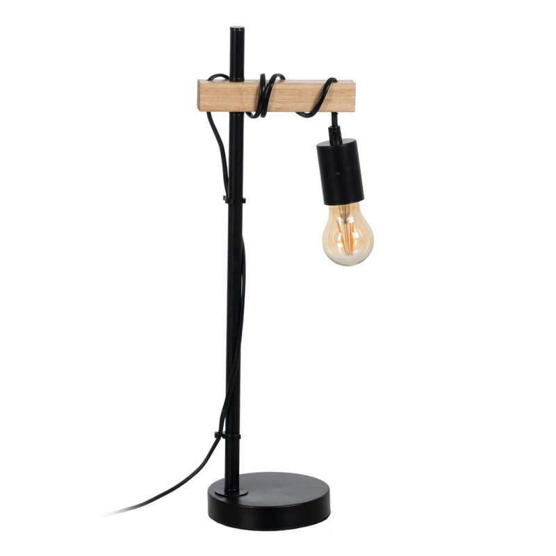 Lámpara de mesa Negro Beige Madera Hierro 220 -240 V 16 x 13 x 52 cm Lámpara de mesa Negro Beige Madera Hierro 220 -240 V 16 x 13 x 52 cm