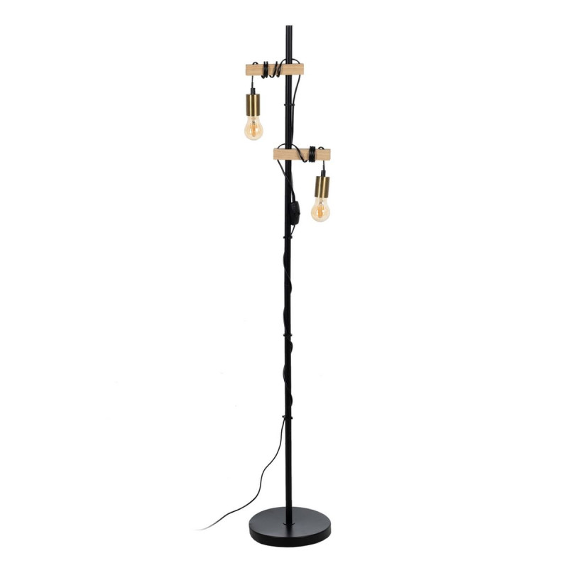 Lámpara de Pie Negro Beige Madera Hierro 26 x 26 x 149 cm Lámpara de Pie Negro Beige Madera Hierro 26 x 26 x 149 cm