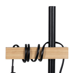 Lámpara de Pie Negro Beige Madera Hierro 26 x 26 x 149 cm