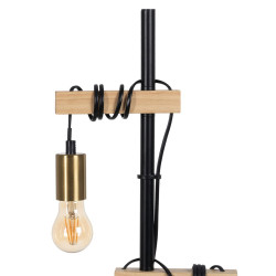 Lámpara de Pie Negro Beige Madera Hierro 26 x 26 x 149 cm