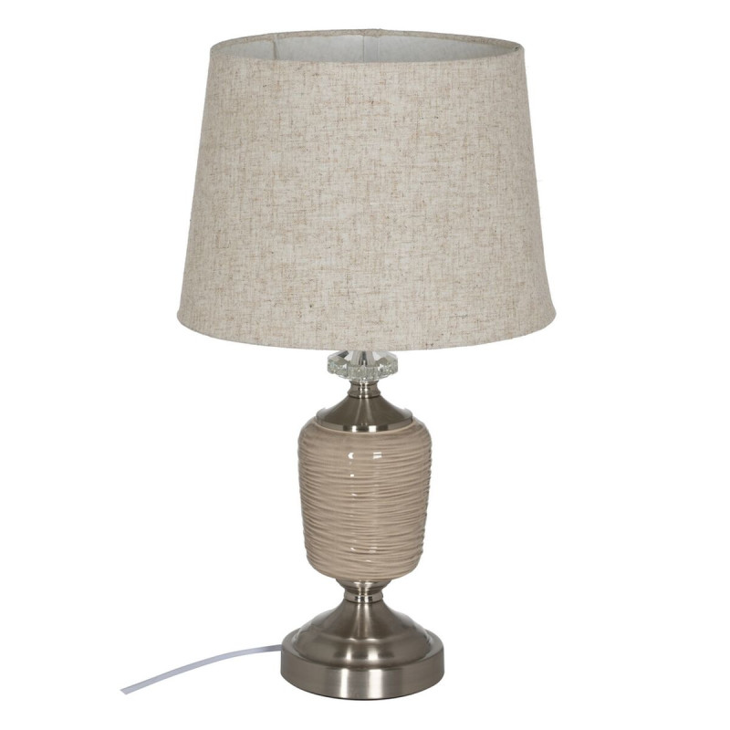 Lámpara de mesa Beige Plateado Metal Cristal 10 W 220 V 31,5 x 31,5 x Lámpara de mesa Beige Plateado Metal Cristal 10 W 220 V 31,5 x 31,5 x
