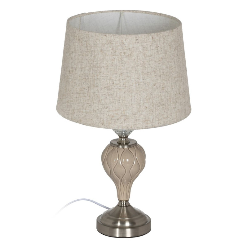 Lámpara de mesa Beige Plateado Metal Cristal 10 W 220 V 30 x 30 x 48 Lámpara de mesa Beige Plateado Metal Cristal 10 W 220 V 30 x 30 x 48
