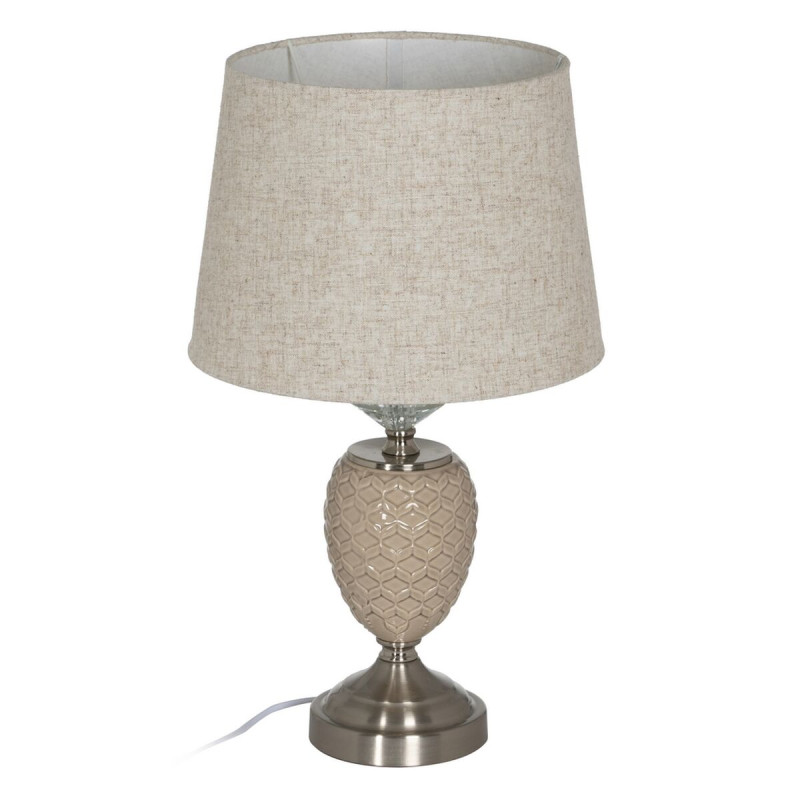 Lámpara de mesa Beige Plateado Metal Cristal 10 W 220 V 31,5 x 31,5 x Lámpara de mesa Beige Plateado Metal Cristal 10 W 220 V 31,5 x 31,5 x