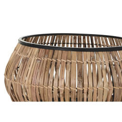 Set de Macetas DKD Home Decor Negro Natural Metal Ratán Cuadrado Bali