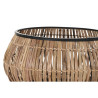 Set de Macetas DKD Home Decor Negro Natural Metal Ratán Cuadrado Bali