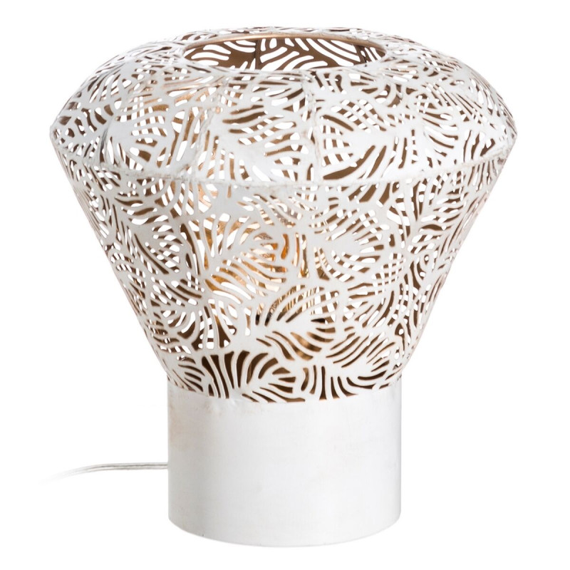 Lámpara de mesa Blanco Dorado Hierro 40 W 240 V 27 x 27 x 28 cm Lámpara de mesa Blanco Dorado Hierro 40 W 240 V 27 x 27 x 28 cm