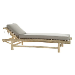 Tumbona DKD Home Decor Natural Teca Poliéster Gris claro (209 x 86 x