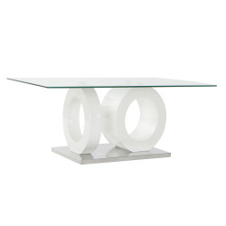 Mesa de Centro DKD Home Decor Blanco Transparente Madera Cristal Mader