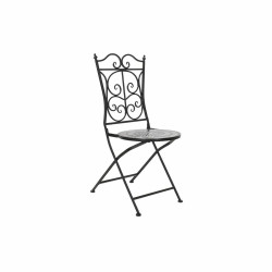 Silla de Jardín DKD Home Decor Negro Cerámica Multicolor Forja (39 x