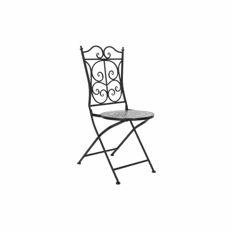 Silla de Jardín DKD Home Decor Negro Cerámica Multicolor Forja (39 x