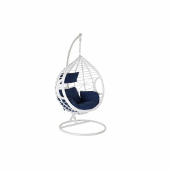 Sillón de jardín colgante DKD Home Decor Azul marino Blanco Aluminio
