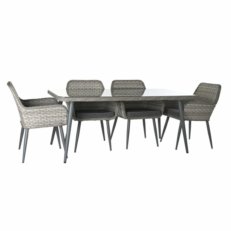 Juego de 3 mesas DKD Home Decor 166 x 92 x 72 cm Cristal ratán sinté Juego de 3 mesas DKD Home Decor 166 x 92 x 72 cm Cristal ratán sinté